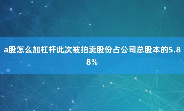 a股怎么加杠杆此次被拍卖股份占公司总股本的5.88%
